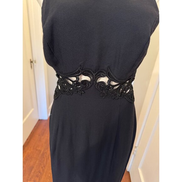 Jessica McClintock Gunne Sax Black Lace Cutout Dress With Cross Back 9/10 - Picture 8 of 15
